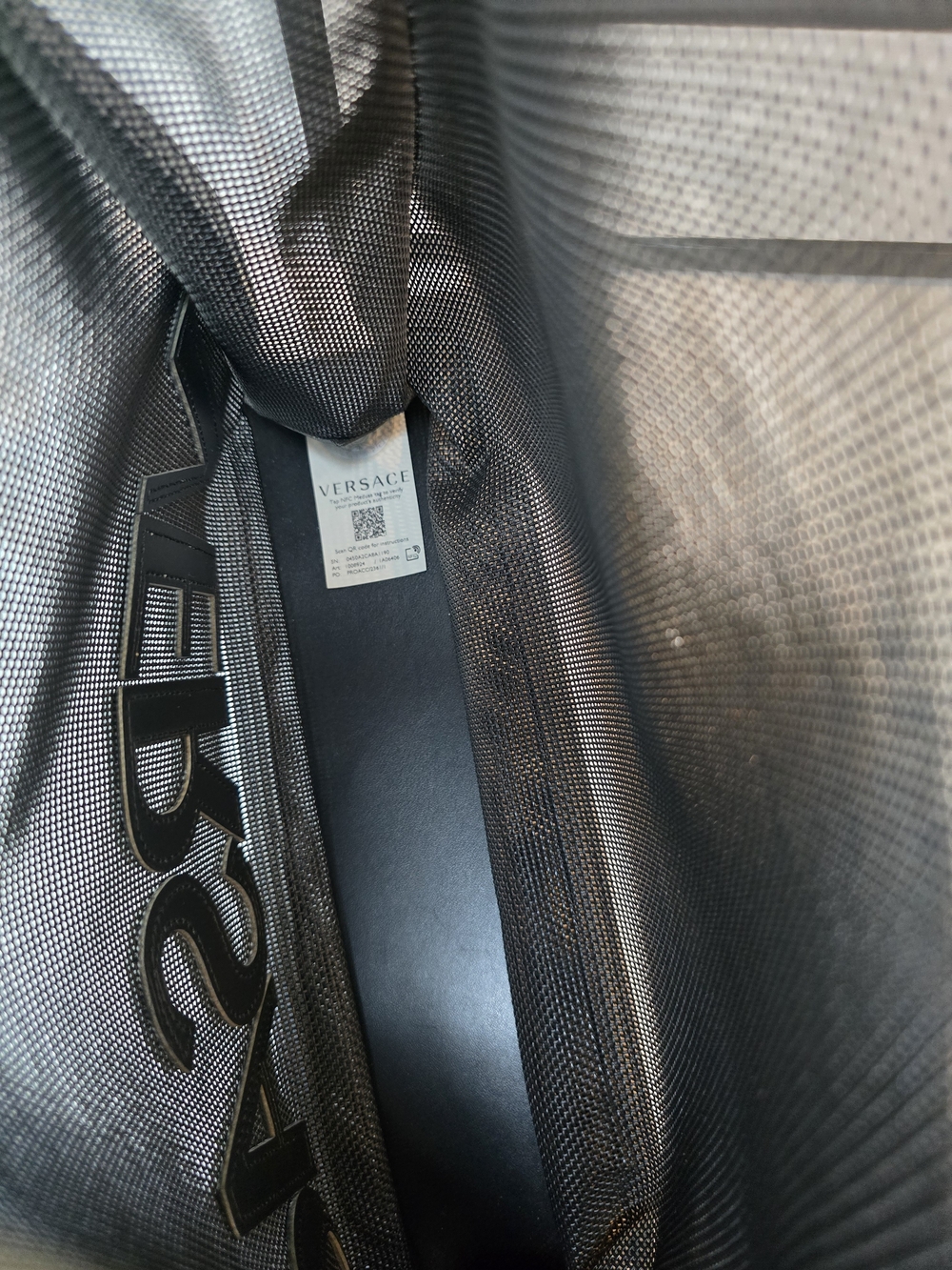 Versace Black Mesh Tote with Gold Handles - Picture 7 of 12